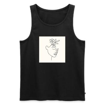 Floral Serenity – Minimalistisches Line Art Portrait - Männer Premium Bio Tank Top - Schwarz - Vorne - Michal (187cm)