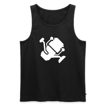 Weiße Angelrolle Silhouette - Männer Premium Bio Tank Top - Schwarz - Vorne - AI Model Male 178 light (178cm)