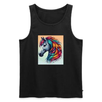 cheval - Débardeur bio Premium Homme - noir - Devant - Michal (187cm)