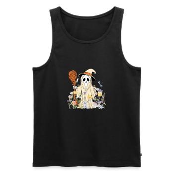Whimsical Grim Reaper with Floral Accents - Men's Premium Organic Tank Top - black - Front - AI Model Male 178 light (178cm)