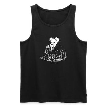 Arthur Schopenhauer trinkt Bier in der Kneipe - Männer Premium Bio Tank Top - Schwarz - Vorne - AI Model Male 178 light (178cm)