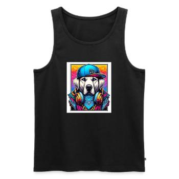 dog - Men's Premium Organic Tank Top - black - Front - AI Model Male 178 light (178cm)