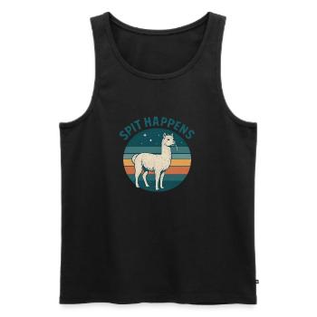 Spit Happens Witziges Alpaka - Männer Premium Bio Tank Top - Schwarz - Vorne - AI Model Male 178 light (178cm)