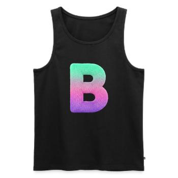 Buchstabe B mit Fell und Pastell Farbverlauf - Männer Premium Bio Tank Top - Schwarz - Vorne - AI Model Male 178 light (178cm)