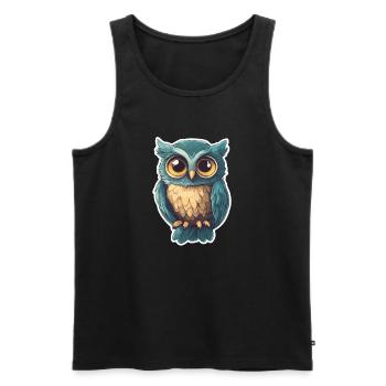 Eule - Männer Premium Bio Tank Top - Schwarz - Vorne - Michal (187cm)