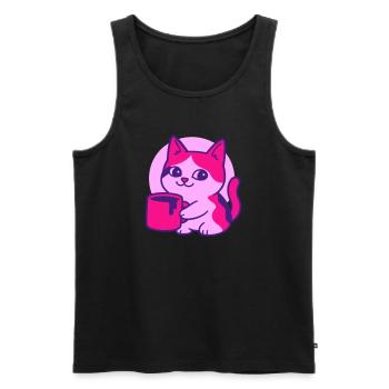 Cute Coffee Cat - Men's Premium Organic Tank Top - black - Front - AI Model Male 178 light (178cm)