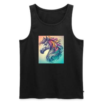 horse - Men's Premium Organic Tank Top - black - Front - AI Model Male 178 light (178cm)