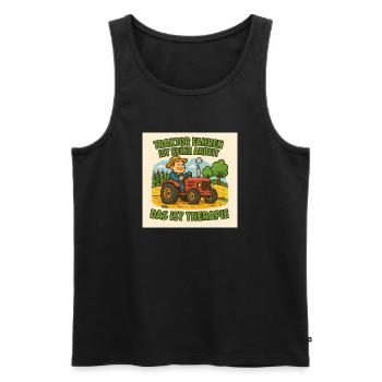 Traktor Therapie Cartoon - Männer Premium Bio Tank Top - Schwarz - Vorne - Michal (187cm)