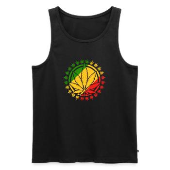 Rasta Inspired Cannabis Leaf Design - Men's Premium Organic Tank Top - black - Front - AI Model Male 178 light (178cm)