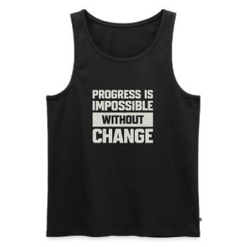 Motivierendes Zitat auf grauem Hintergrund Blocktext - Männer Premium Bio Tank Top - Schwarz - Vorne - Michal (187cm)