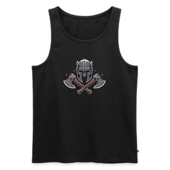 Viking Bard Style Helmet and Axes Design - Men's Premium Organic Tank Top - black - Front - AI Model Male 178 light (178cm)