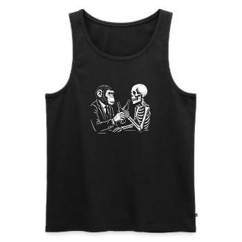 monkey and skeleton drinks beer in the pub. - Men's Premium Organic Tank Top - black - Front - AI Model Male 178 light (178cm)