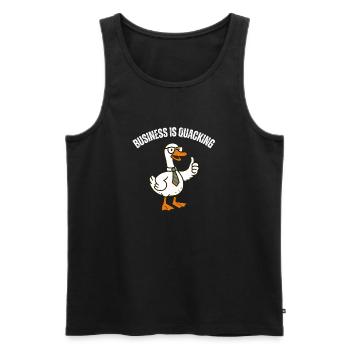 Quacking Business Duck - Men's Premium Organic Tank Top - black - Front - Michal (187cm)
