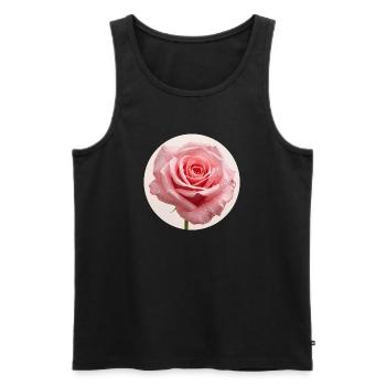 Delicate rose blossom with water drops - Men's Premium Organic Tank Top - black - Front - AI Model Male 178 light (178cm)
