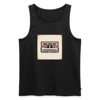 Cassette avec inscription - Débardeur bio Premium Homme - noir - Devant - AI Model Male 178 light (178cm)
