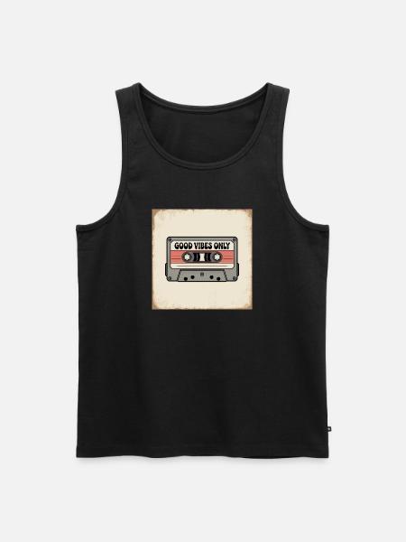 Cassette with inscription - Men's Premium Organic Tank Top - black