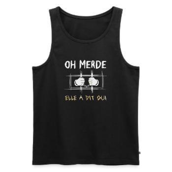 Elle A Dit ui Demande En Mariage Fiançailles - Débardeur bio Premium Homme - noir - Devant - AI Model Male 178 light (178cm)