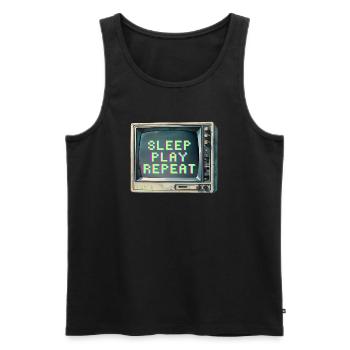 Retro Gaming Inspired TV Design - Men's Premium Organic Tank Top - black - Front - AI Model Male 178 light (178cm)