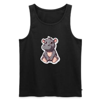 Nilpferd - Männer Premium Bio Tank Top - Schwarz - Vorne - AI Model Male 178 light (178cm)
