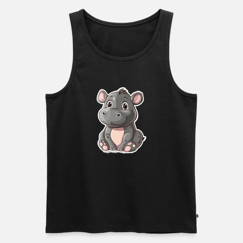 Nilpferd - Männer Premium Bio Tank Top - Schwarz