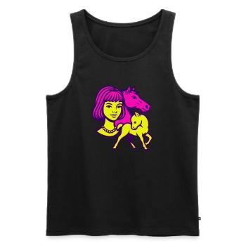Pferdemädchen Pop-Art - Männer Premium Bio Tank Top - Schwarz - Vorne - AI Model Male 178 light (178cm)