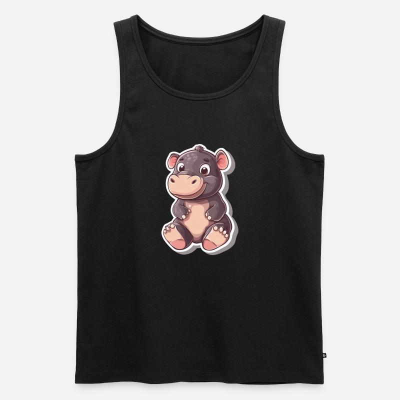 Nilpferd - Männer Premium Bio Tank Top - Schwarz