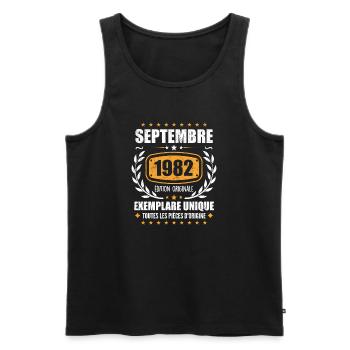 September 1982 Unique copy - September 1982 - Men's Premium Organic Tank Top - black - Front - AI Model Male 178 light (178cm)