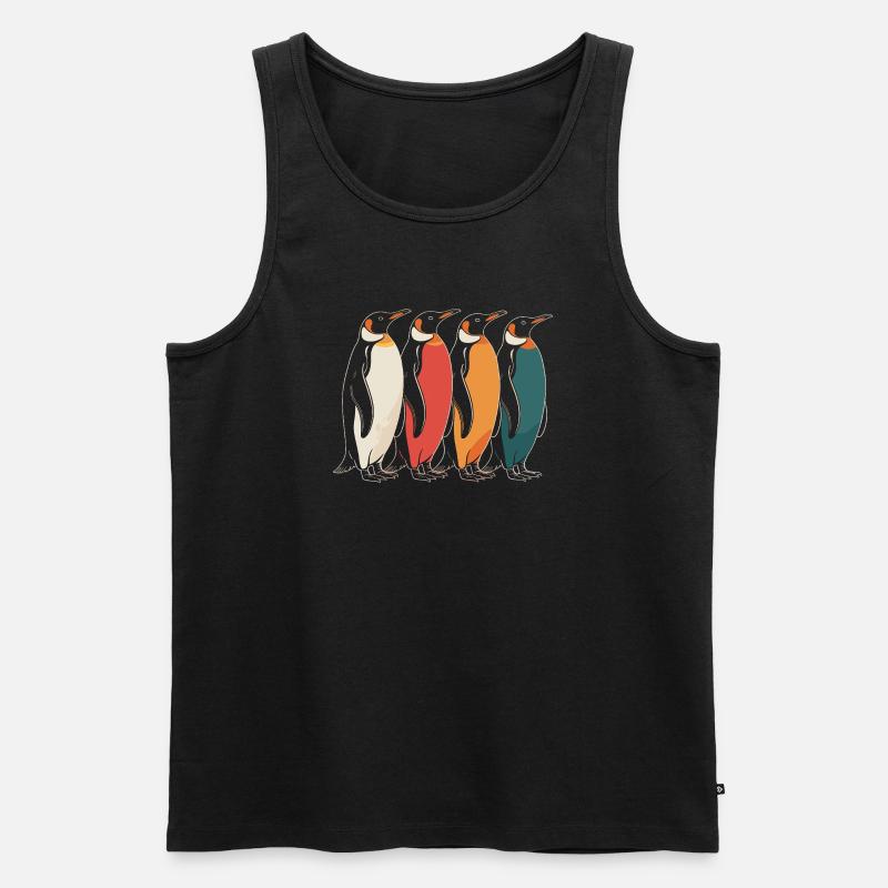 Farbenfrohe Pinguine - Männer Premium Bio Tank Top - Schwarz