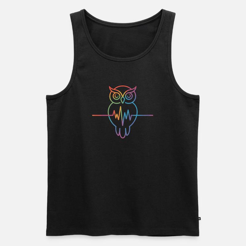 Regenbogen Eule Herzschlag Design - Männer Premium Bio Tank Top - Schwarz