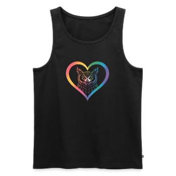 Rainbow Owl Heart Design - Men's Premium Organic Tank Top - black - Front - AI Model Male 178 light (178cm)