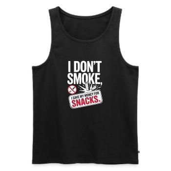 I Don't Smoke I Save My Money Snacks Non-Smoking - Men's Premium Organic Tank Top - black - Front - AI Model Male 178 light (178cm)