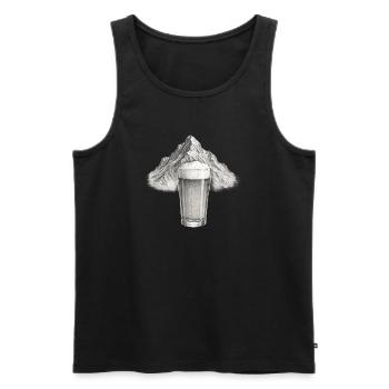Mountain view with beer glass - Men's Premium Organic Tank Top - black - Front - AI Model Male 178 light (178cm)