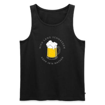 Nich lang schnacken - cup in'n neck - Men's Premium Organic Tank Top - black - Front - AI Model Male 178 light (178cm)