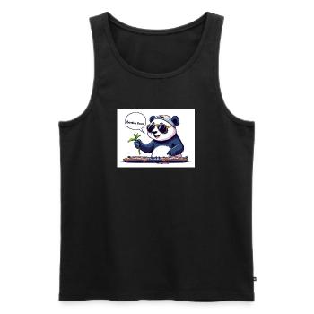 DJ Panda mit Brille und Bambusstab - Männer Premium Bio Tank Top - Schwarz - Vorne - AI Model Male 178 light (178cm)