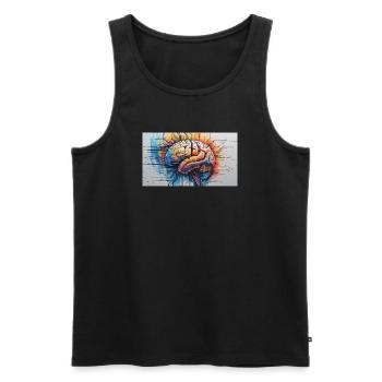 Artificial Brain Colored Circuit - Men's Premium Organic Tank Top - black - Front - AI Model Male 178 light (178cm)