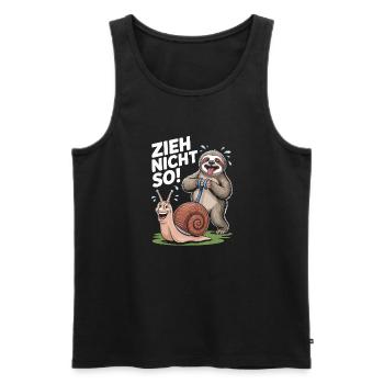 Witziges Faultier mit Schnecke Zieh nicht so - Männer Premium Bio Tank Top - Schwarz - Vorne - AI Model Male 178 light (178cm)