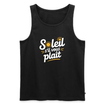Soleil s'il vous plait - summer time - Men's Premium Organic Tank Top - black - Front - AI Model Male 178 light (178cm)