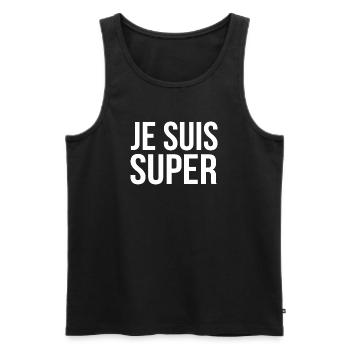 T SHIRT HUMOUR JE SUIS SUPER - Débardeur bio Premium Homme - noir - Devant - AI Model Male 178 light (178cm)