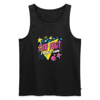 Fun Fact I Don't Care 80er Retro Ironisch - Männer Premium Bio Tank Top - Schwarz - Vorne - AI Model Male 178 light (178cm)