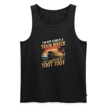 Train Wreck Humor Sunset - Men's Premium Organic Tank Top - black - Front - AI Model Male 178 light (178cm)