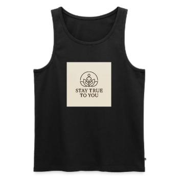 Achtsamkeit und Inneres Gleichgewicht - Männer Premium Bio Tank Top - Schwarz - Vorne - AI Model Male 178 light (178cm)