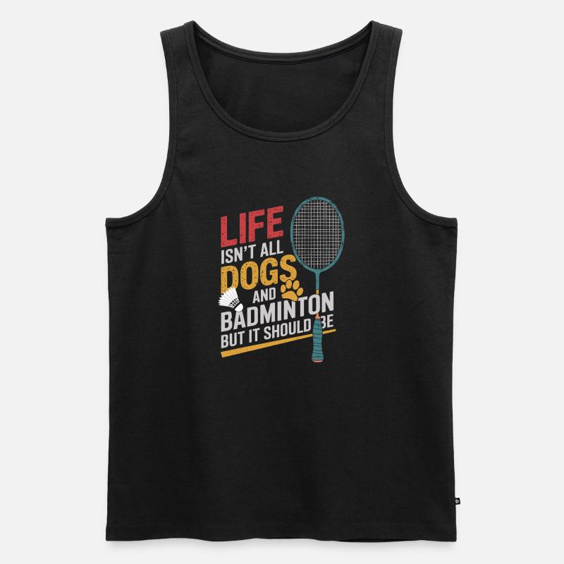Hund und Badminton - Männer Premium Bio Tank Top - Schwarz