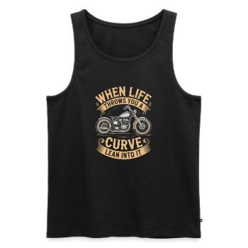 When Life Throws You a Curve – Biker Design - Men's Premium Organic Tank Top - black - Front - Michal (187cm)