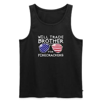 Frère d'échange pour les feux d'artifice pour les enfants le 4 juillet - Débardeur bio Premium Homme - noir - Devant - Michal (187cm)
