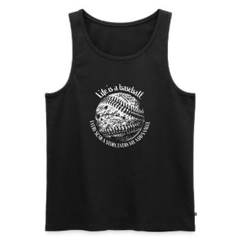 Baseball Life Citation Design anniversaire, anniversaire - Débardeur bio Premium Homme - noir - Devant - Michal (187cm)