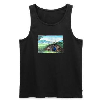 Tolkien Hole Landscape Art - Men's Premium Organic Tank Top - black - Front - AI Model Male 178 light (178cm)