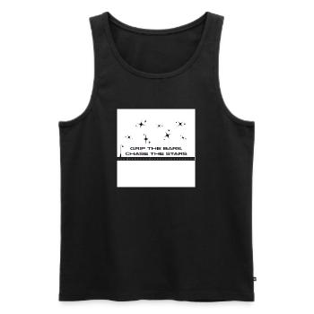 Grip_the_bars _chase_the_stars - Men's Premium Organic Tank Top - black - Front - Michal (187cm)
