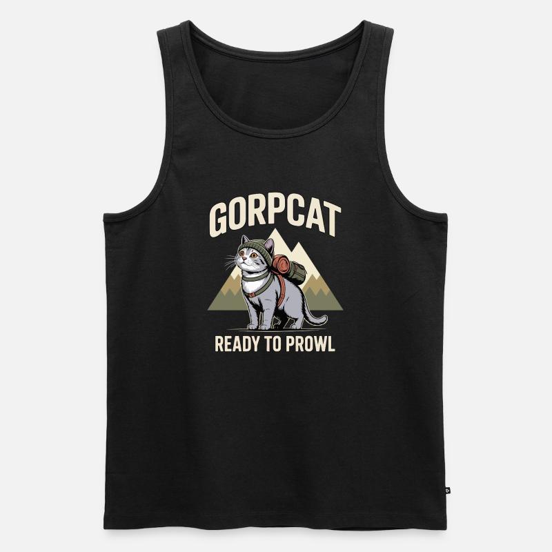 GORPCAT bereit zum Schleichen Wanderkatze - Männer Premium Bio Tank Top - Schwarz