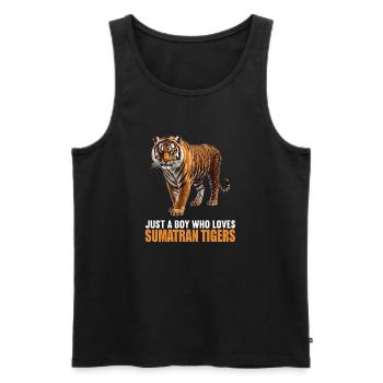 Sumatra-Tiger - Männer Premium Bio Tank Top - Schwarz - Vorne - AI Model Male 178 light (178cm)