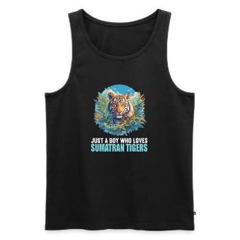 Sumatra-Tiger - Männer Premium Bio Tank Top - Schwarz - Vorne - AI Model Male 178 light (178cm)
